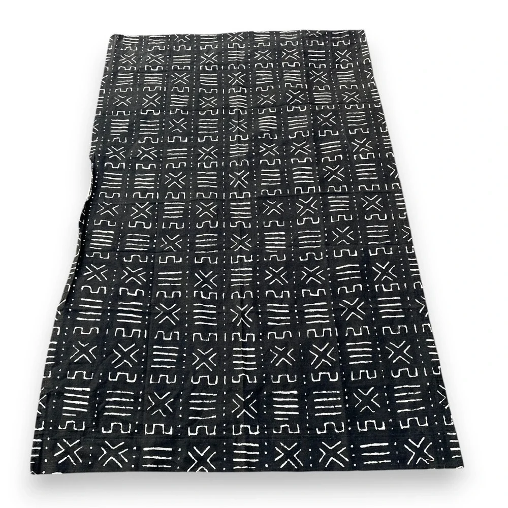 Vintage Paloma Picasso Motif Fabric Textile Curtain 1994 Mudcloth Black 50x81